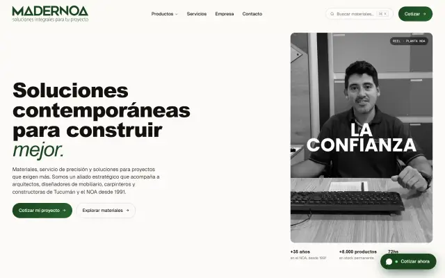 Captura de la interfaz de Madernoa, en madernoa.com